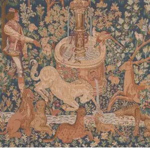 La Licorne A La Fontaine Tapestry Cushion Cover - 19 in. x 19 in. Cotton by Charlotte Home Furnishings Inc