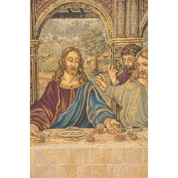 The Last Supper IIII Belgian Tapestry Wall Hanging - 26 in. x 18 in. cotton/viscose/Polyester by Leonardo da Vinci | Close Up 1