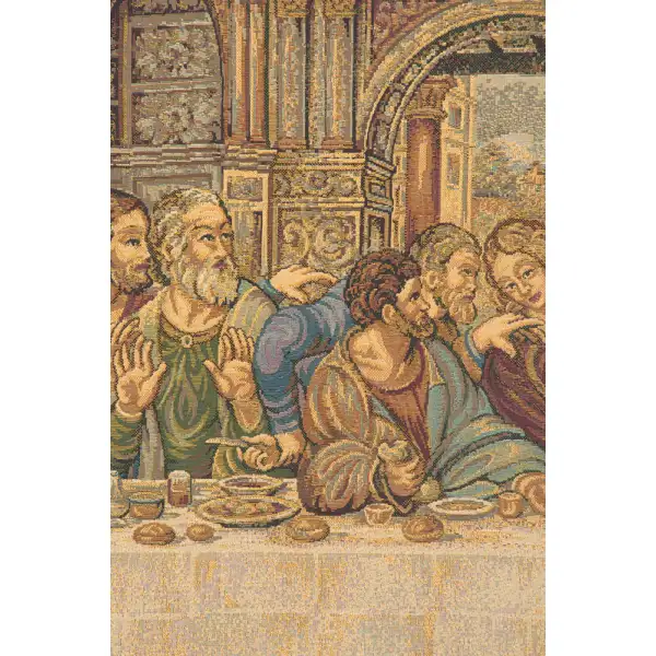 The Last Supper Large Belgian Tapestry Wall Hanging - 62 in. x 26 in. cotton/viscose/Polyester by Leonardo da Vinci | Close Up 2