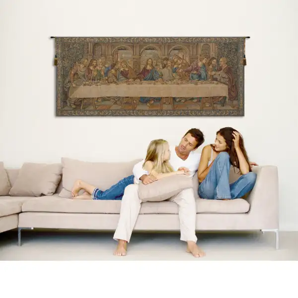 The Last Supper IIII Belgian Tapestry Wall Hanging - 26 in. x 18 in. cotton/viscose/Polyester by Leonardo da Vinci | Life Style 2