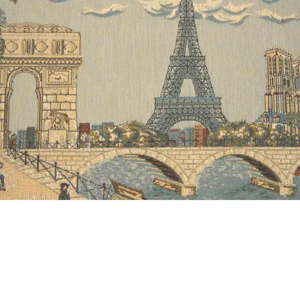 Paris, Arc and Notre Dame Belgian Tapestry Wall Hanging | Close Up 1