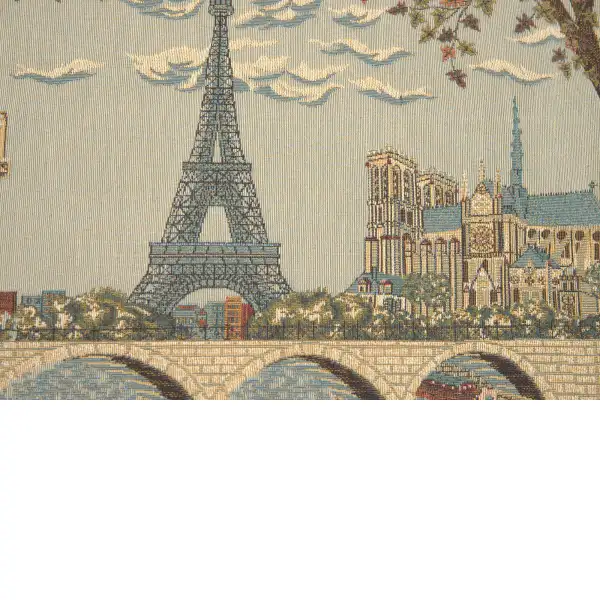 Paris, Arc and Notre Dame Belgian Tapestry Wall Hanging | Close Up 2