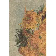 Sunflowers by Van Gogh I Belgian Tapestry Wall Hanging | Close Up 1