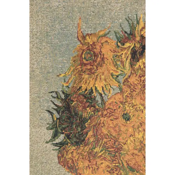 Sunflowers by Van Gogh I Belgian Tapestry Wall Hanging | Close Up 1
