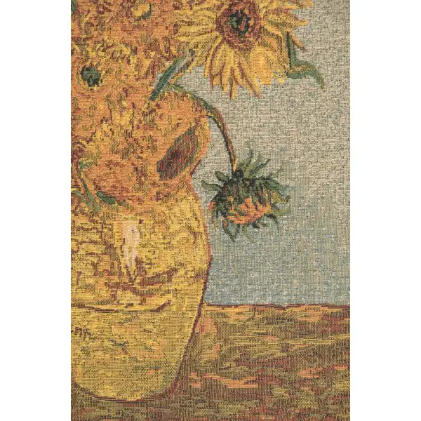 Sunflowers by Van Gogh I Belgian Tapestry Wall Hanging | Close Up 2