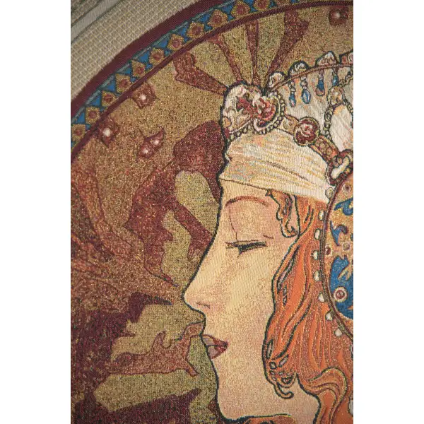 Rousse Byzantine Belgian Tapestry Wall Hanging - 38 in. x 56 in. Cotton/Viscose/Polyester by Alphonse Mucha | Close Up 1