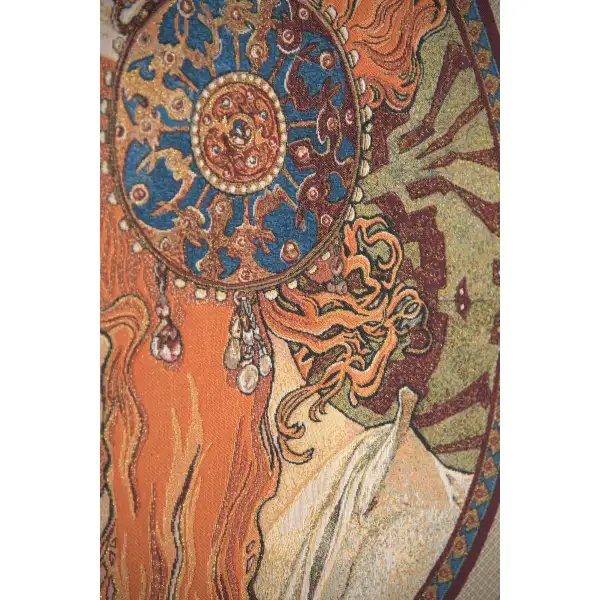 Rousse Byzantine Belgian Tapestry Wall Hanging - 38 in. x 56 in. Cotton/Viscose/Polyester by Alphonse Mucha | Close Up 2