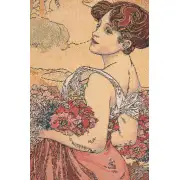Mucha Summer I Belgian Tapestry Wall Hanging - 26 in. x 61 in. Cotton/Polyester by Alphonse Mucha | Close Up 1