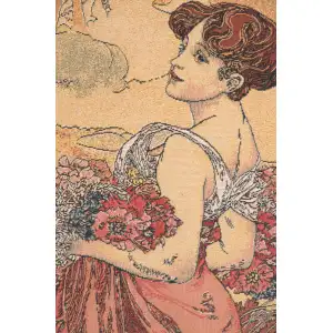 Mucha Summer I Belgian Tapestry Wall Hanging - 26 in. x 60 in. Cotton/Polyester by Alphonse Mucha