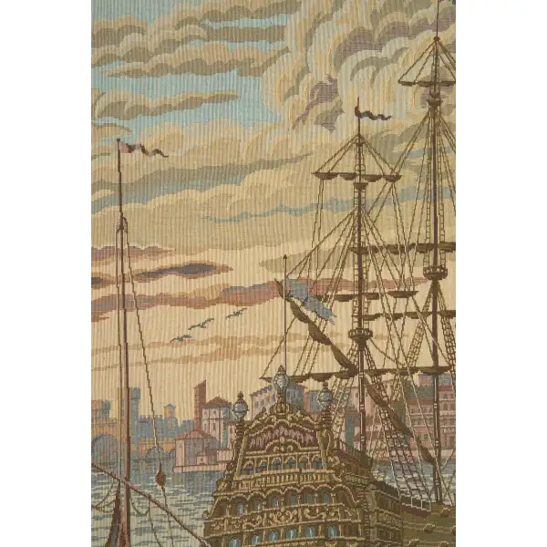 The Galleon I Italian Tapestry - 34 in. x 45 in. Cotton/Viscose/Polyester by Francesco Guardi | Close Up 1