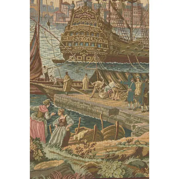 The Galleon I Italian Tapestry - 34 in. x 45 in. Cotton/Viscose/Polyester by Francesco Guardi | Close Up 2