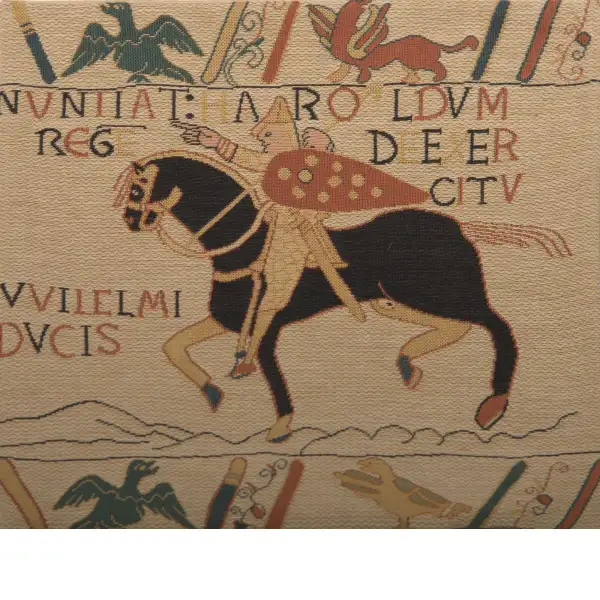 Bayeux Horse I Belgian Cushion Cover - 14 in. x 14 in. Cotton by Charlotte Home Furnishings | Close Up 1