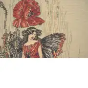 C Charlotte Home Furnishings Inc Poppy Fairy Cicely Mary Barker I European Cushion Cover - 18 in. x 18 in. Cotton by Cicely Mary Barker | Close Up 3
