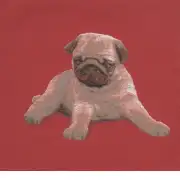 Puppy Pug Red Cushion | Close Up 1