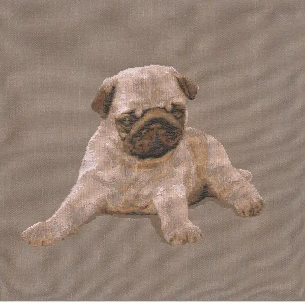 Puppy Pug Grey Cushion | Close Up 1