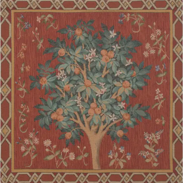 C Charlotte Home Furnishings Inc Orange Tree Large French Tapestry Cushion - 19 in. x 19 in. Cotton by William Morris | Close Up 1