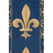 Fleur De Lys Blue TR Belgian Table Runner - 12 in. x 48 in. Cotton by Charlotte Home Furnishings | Close Up 1