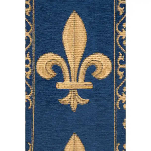 Fleur De Lys Blue TR Belgian Table Runner - 12 in. x 48 in. Cotton by Charlotte Home Furnishings | Close Up 1