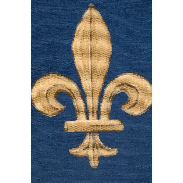 Fleur De Lys Blue TR Belgian Table Runner - 12 in. x 48 in. Cotton by Charlotte Home Furnishings | Close Up 2