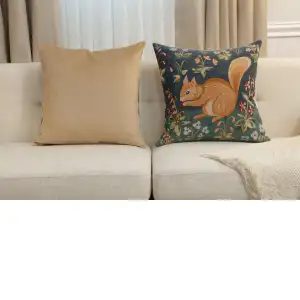 Tree Squirrel Tapestry Cushion Cover - 19 in. x 19 in. Cotton by Charlotte Home Furnishings Inc