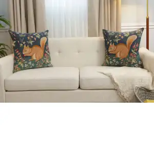 Tree Squirrel Tapestry Cushion Cover - 19 in. x 19 in. Cotton by Charlotte Home Furnishings Inc
