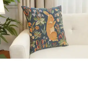 Medieval Rabbit Upright Tapestry Cushion Cover - 19 in. x 19 in. Cotton by Charlotte Home Furnishings Inc
