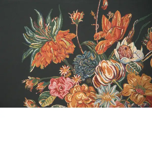 Flora Cotta Black Belgian Tapestry | Close Up 1