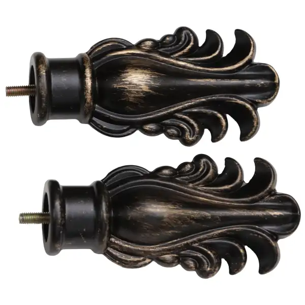 Fancy Feather Antique Black 48-84 Tapestry Hanging Rod | Close Up 3