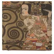 C Charlotte Home Furnishings Inc Klimt Or - L'Attente French Tapestry Cushion - 18 in. x 18 in. Cotton/Viscose/Polyester by Gustav Klimt | Close Up 1