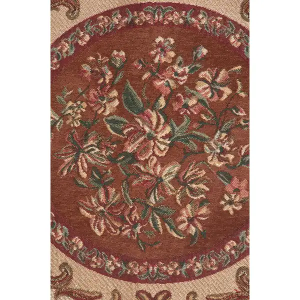 Floral Medallion Rust European Throw | Close Up 1