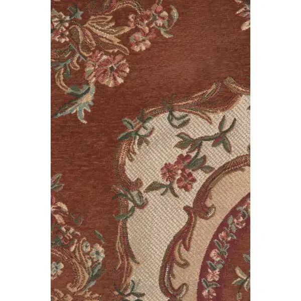 Floral Medallion Rust European Throw | Close Up 2