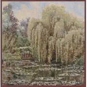 Bridge Monet's Garden Belgian Tapestry Cushion - 17 in. x 17 in. Cotton by Claude Monet | Close Up 1