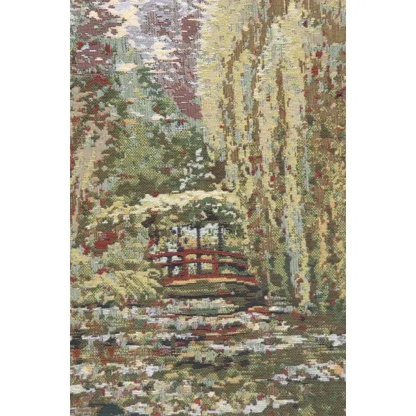 Bridge Monet's Garden Belgian Tapestry Cushion - 17 in. x 17 in. Cotton by Claude Monet | Close Up 2