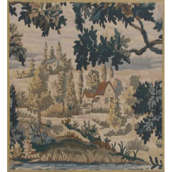 Paysage Flamand Village 1 Belgian Tapestry Cushion - 17 in. x 17 in. Cotton by Charlotte Home Furnishings | Close Up 1