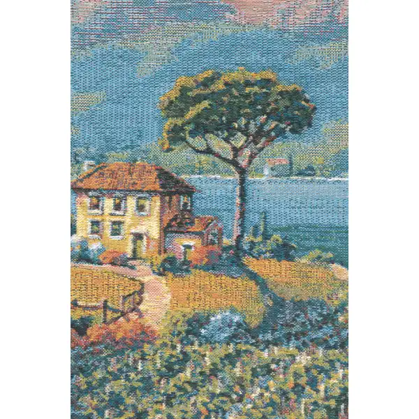 Lakeside Vineyard Left Belgian Tapestry Cushion | Close Up 2