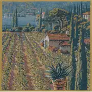 Lakeside Vineyard Right Belgian Tapestry Cushion | Close Up 1