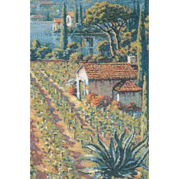 Lakeside Vineyard Right Belgian Tapestry Cushion | Close Up 2