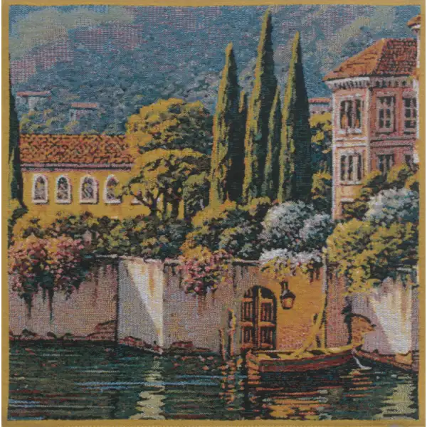 Varenna Reflections Village Right Belgian Tapestry Cushion | Close Up 1