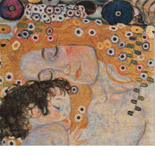 Mother And Child 1 Belgian Tapestry Cushion - 17 in. x 17 in. Cotton by Gustav Klimt | Close Up 1