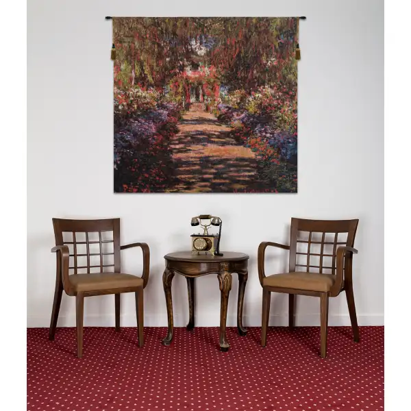Allee De Monet Belgian Tapestry Wall Hanging - 25 in. x 24 in. Cotton/Viscose/Polyester/Mercurise by Claude Monet | Life Style 1