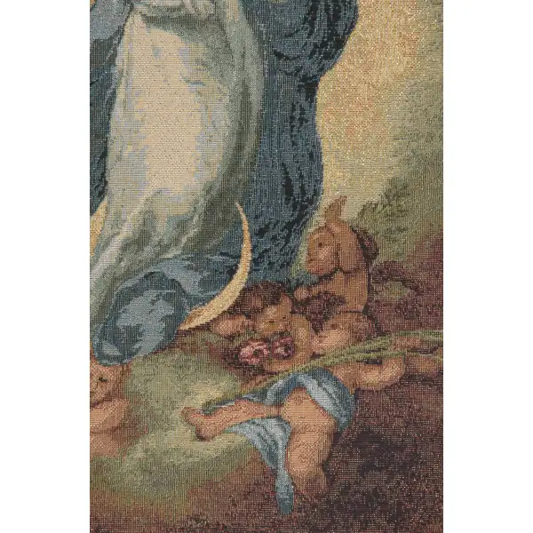 Murillo Madonna European Tapestries - 12 in. x 17 in. Cotton/viscose/goldthreadembellishments by Alberto Passini | Close Up 2