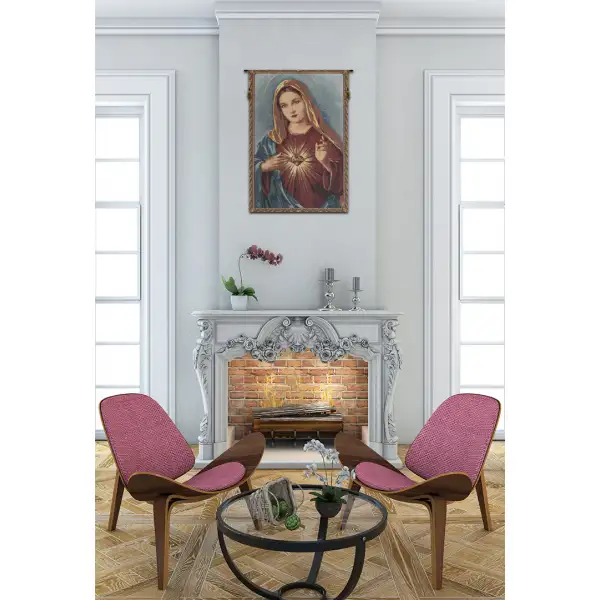 Sacred Heart Of Mary European Tapestries - 18 in. x 27 in. Cotton/viscose/goldthreadembellishments by Alberto Passini | Life Style 1