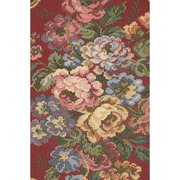 Fancy Flowers II Belgian Table Runner - 12 in. x 32 in. Cotton by Charlotte Home Furnishings | Close Up 1