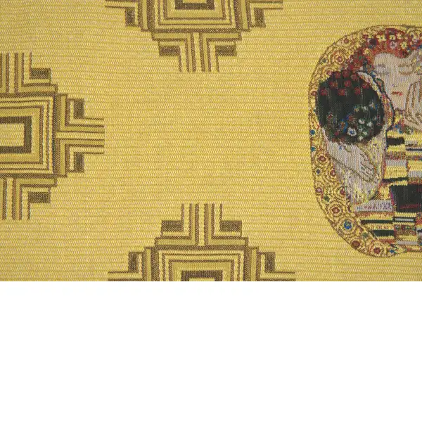 The Kiss Table Runner Belgian Table Runner - 59 in. x 15 in. Cotton/viscose/goldthreadembellishments by Gustav Klimt | Close Up 2