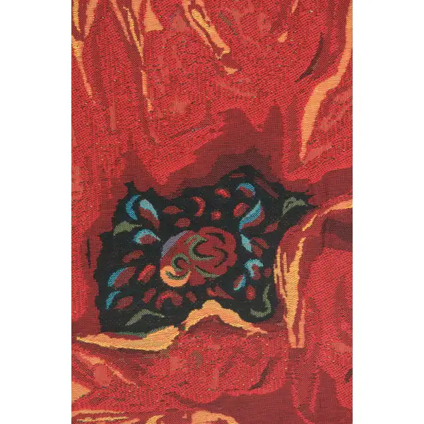 Two Poppys Belgian Tapestry | Close Up 1