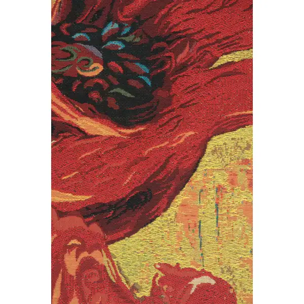 Two Poppys Belgian Tapestry - 34 in. x 52 in. Cotton/Viscose/Polyester by Simon Bull | Close Up 2