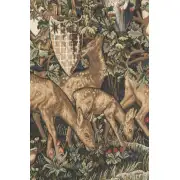 Verdure With Reindeer I Belgian Tapestry Wall Hanging - 46 in. x 26 in. Cotton/Viscose/Polyester by Edward Burne Jones | Close Up 1