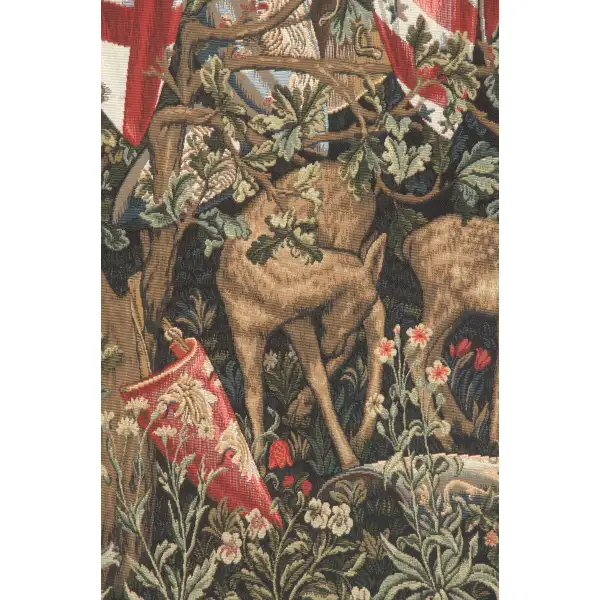 Verdure With Reindeer I Belgian Tapestry Wall Hanging - 46 in. x 26 in. Cotton/Viscose/Polyester by Edward Burne Jones | Close Up 2