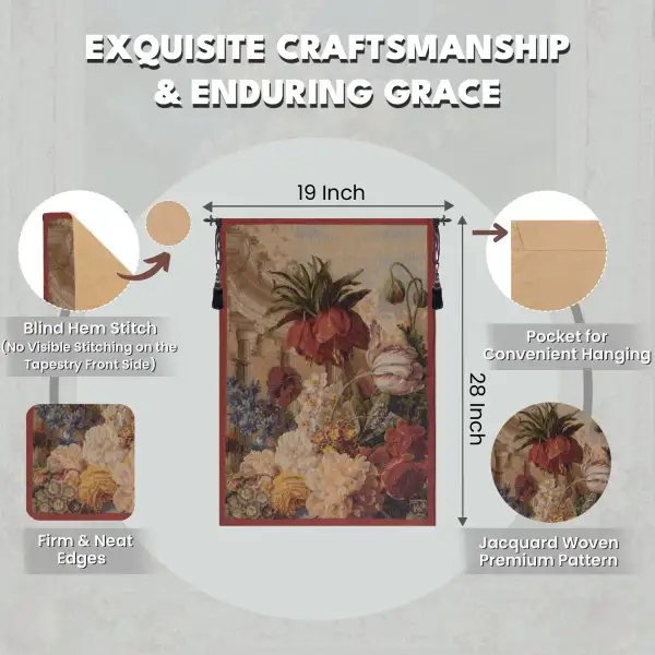 Bouquet Exotique III French Wall Tapestry - 19 in. x 28 in. Cotton/Viscose/Polyester by Jan Frans Van Dael | Feature