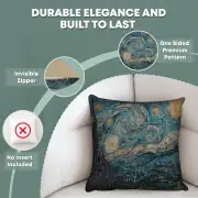 Van Gogh's Starry Night Small Belgian Cushion Cover - 14 in. x 14 in. Cotton/Viscose/Polyester by Vincent Van Gogh | Feature